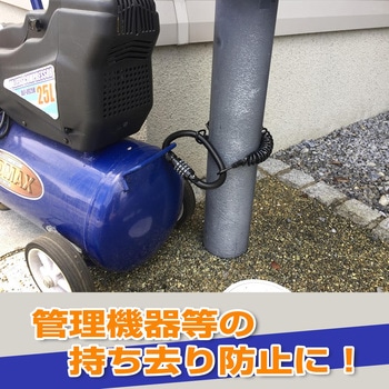 カラビナ錠 ワイヤー付 WAKI(和気産業)