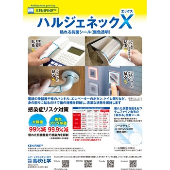 貼れる抗菌シール・ハルジェネックX (無色透明) 高秋化学
