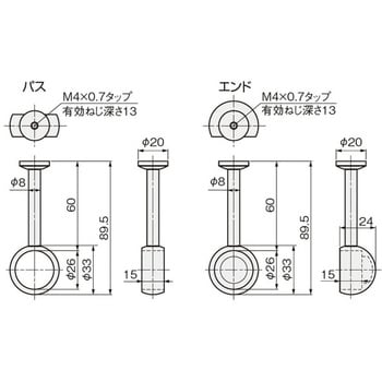 シャトルブラケット 首下60mm アトムリビンテック パイプブラケット