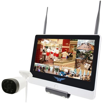 無線式、12インチディスプレイと防犯灯カメラ 1台セット (Wi-Fi NVR) 8chモデル 2TB搭載(HDD)