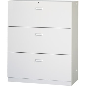 壁面スチール収納 D400 ホワイト ラテラルキャビネット3段(下置専用) H1110 アジャスター付 ノーブランド