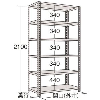 軽量開放型棚ボルトレス ホワイトグレー色 荷重(kg):600/棚1連当り サカエ