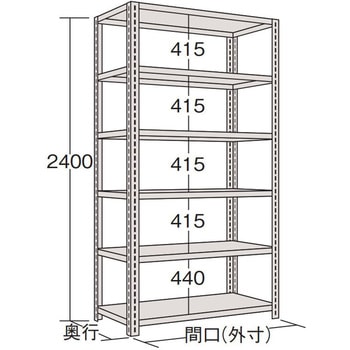 軽量開放型棚ボルトレス ホワイトグレー色 荷重(kg):600/棚1連当り サカエ