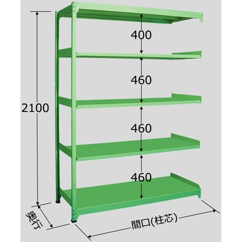 中軽量棚ML型連結250kg グリーン色 サカエ