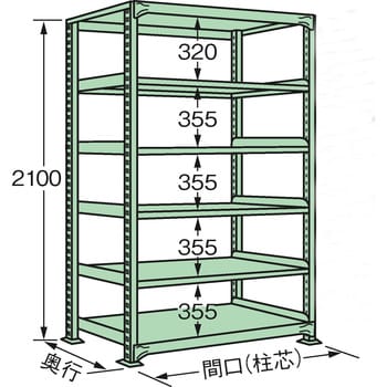 中量棚(グリーン) NL型300kg 単体タイプ サカエ 軽・中量棚本体(単体