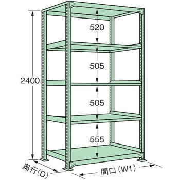 中量棚(グリーン) NL型300kg 単体タイプ サカエ 軽・中量棚本体(単体