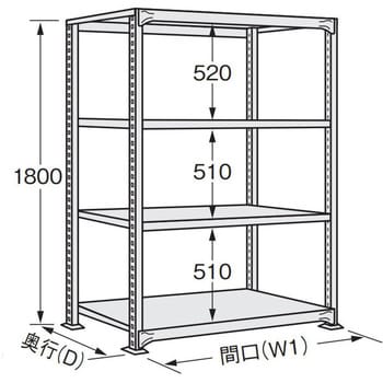 中軽量棚NEW型 単体(ホワイトグレー) サカエ 軽・中量棚本体(単体