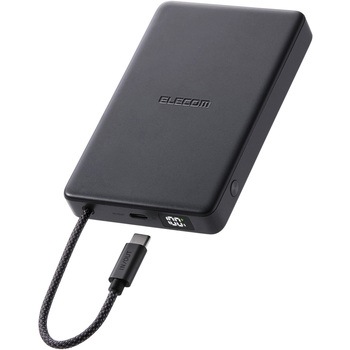 モバイルバッテリー 10000mAh ケーブル一体型 コンパクト 30W PD対応 半固体リチウムイオン電池 長寿命 エレコム