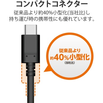 USBケーブル C-C Type-Cケーブル 充電/データ転送用 PD対応 最大100W 5A USB2.0 コンパクトコネクタ エレコム