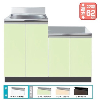 Comfy series(コンフィシリーズ) コンロ台付き流し台 CY 壁出し水栓+据置型加熱機器用薄型コンロ台 イースタン工業