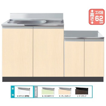 Comfy series(コンフィシリーズ) コンロ台付き流し台 CY 壁出し水栓+据置型加熱機器用薄型コンロ台 イースタン工業