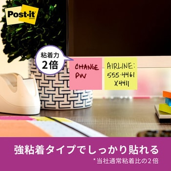 【強粘着】 ポストイット 強粘着ふせん ノート 75×75mm ネオンカラー 3M スリーエム スリーエム(3M)