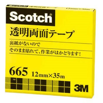 665-3-12 3M スリーエム スコッチ 透明両面テープ ライナーなし 1巻