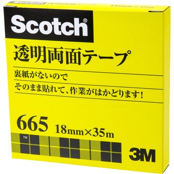 665-3-18 3M スリーエム スコッチ 透明両面テープ ライナーなし 1巻