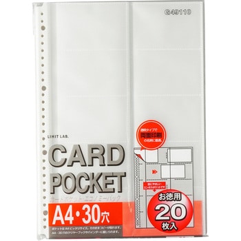 G49110 カードポケット透明 リヒトラブ 穴数30(2・4) A4・S型サイズ 1