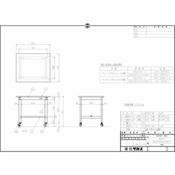 サカエ 軽量作業台 KK/ポリエステル天板/キャスター付/直進安定金具無 1500×600×810mm KK-58UB1IG (65-9547-26)