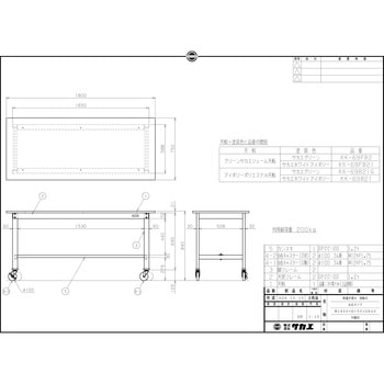 軽量作業台(KKタイプ/耐荷重200kg/サカエリューム天板/キャスター付) サカエ