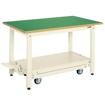 軽量作業台(KK/350kg/サカエリューム天板/H740/ペダル昇降移動式) サカエ