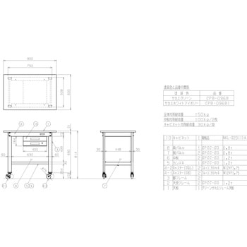 一人用作業台(CPBタイプ/耐荷重150kg/サカエリューム天板/H810/キャスター付)