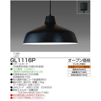 タキズミ (Takizumi) スチールセード ペンダントライト LED電球１灯付