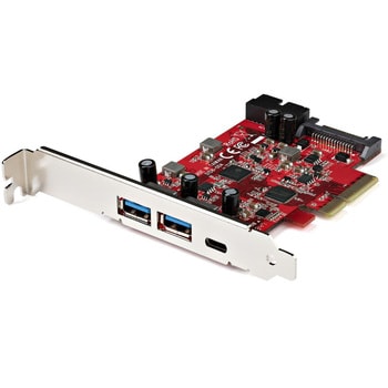 PEXUSB312A1C1H 5ポート増設PCI Expressインターフェースカード/10Gbps 3.1 Gen2拡張カード/1x USB-A、2x 内部UBSポート(5Gbps)/USB-C対応PCIコントローラ 1個 【通販モノタロウ】