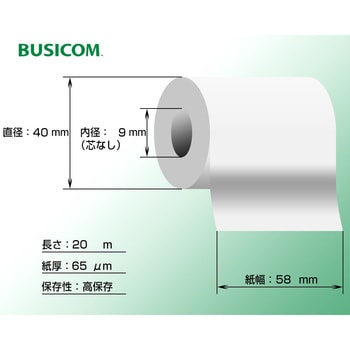 モバイルプリンタ・クレジット決済端末向け 高保存 感熱ロール紙 BUSICOM(ビジコム)