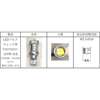 LEDバルブ バックランプ用 12V24V兼用 T16互換タイプ ケリー電気産業
