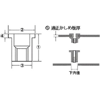 かしめナット(アルミ製) エスコ