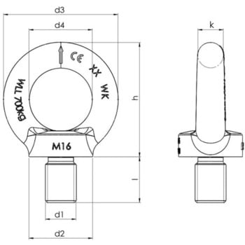 アイボルト(ステンレス製/SUS316) エスコ 吊具用アイボルト