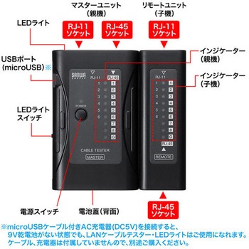 LANケーブルテスター(親機・子機タイプ) エスコ