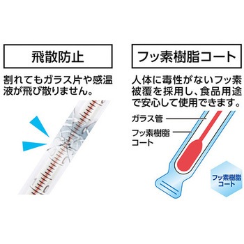 棒状温度計(フッ素コート) エスコ
