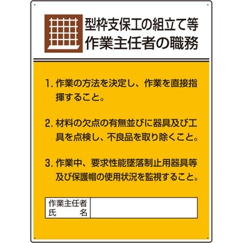 職務表示板(型枠支保工の組立～) エスコ