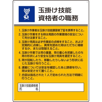 職務表示板(玉掛け技能資格者～) エスコ