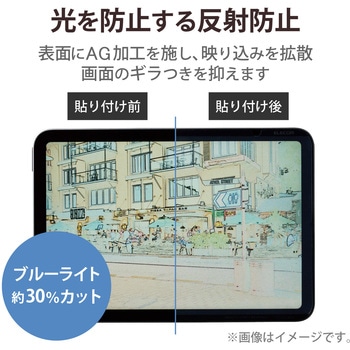 iPad mini 8.3インチ 第6世代 (2021年) ペーパーライクフィルム 紙のような描き心地 着脱式 ケント紙 ブルーライトカット 反射防止 指紋防止 エレコム
