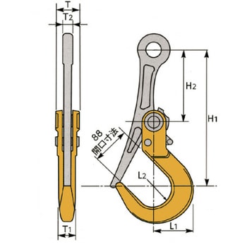 M-SLH3A-3Tx1.5M 敷鉄板用フック付 チェーンスリング 1組 スーパー