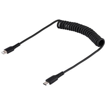 高耐久Lightning - USB-Cケーブル コイル(伸縮)型/ブラック/アラミド繊維補強/MFi認証/iPhone充電ケーブル/タイプC - Apple (アップル)充電 ライトニング カールコード StarTech.com