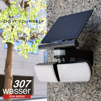 wasser  tech307  LEDセンサーライト 2灯 パワフルソーラーライト 大河商事