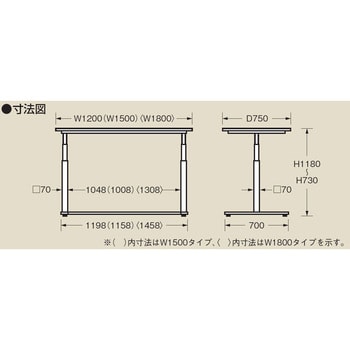 手動昇降作業台(耐荷重60kg/パールホワイト/H730～H1180m) サカエ 高さ