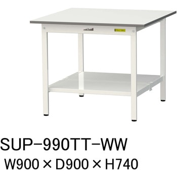軽量作業台/耐荷重150kg_固定式H740_全面棚板付_ワークテーブル150シリーズ 山金工業