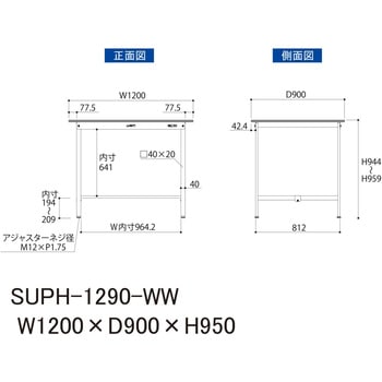 軽量作業台/耐荷重150kg_固定式_ワークテーブル150シリーズ_低圧メラミン天板 山金工業