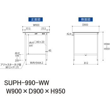 軽量作業台】ワークテーブル耐荷重150kg・H950固定式・低圧メラミン天