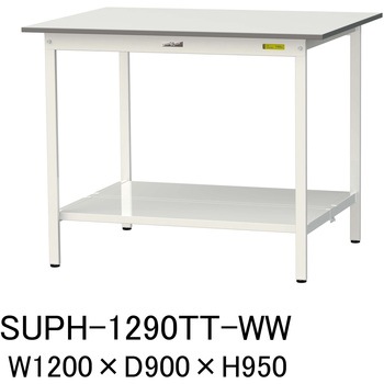 軽量作業台/耐荷重150kg_固定式H950_全面棚板付_ワークテーブル150シリーズ 山金工業