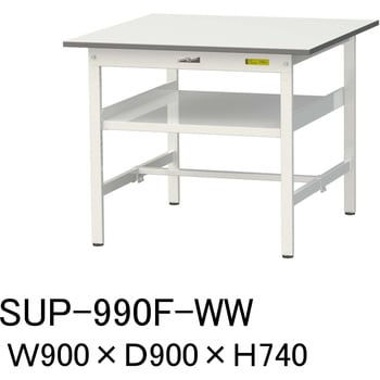 軽量作業台/耐荷重150kg_中間棚付固定式H740_ワークテーブル150シリーズ 山金工業