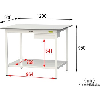 軽量作業台/耐荷重150kg_引き出し付き固定式_全面棚付_ワークテーブル150シリーズ_低圧メラミン天板 山金工業