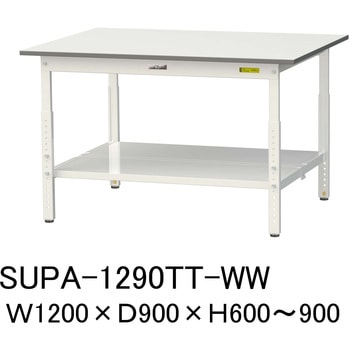 軽量作業台/耐荷重150kg_高さ調整H600～900_全面棚板付_ワークテーブル150シリーズ 山金工業