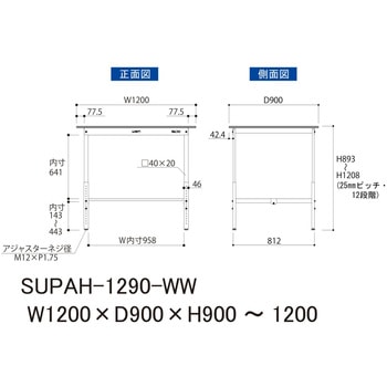 軽量作業台/耐荷重150kg_高さ調整H900～1200_ワークテーブル150シリーズ 山金工業