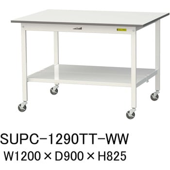 軽量作業台/耐荷重128kg_移動式H825_全面棚板付_ワークテーブル150シリーズ 山金工業