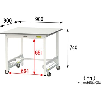 軽量作業台/耐荷重150kg_ワンタッチ移動式_ワークテーブル150シリーズ_低圧メラミン天板 山金工業