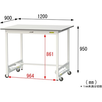 軽量作業台/耐荷重150kg_ワンタッチ移動式_ワークテーブル150シリーズ_低圧メラミン天板 山金工業