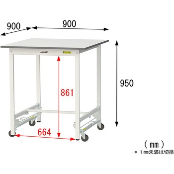 軽量作業台/耐荷重150kg_ワンタッチ移動式_ワークテーブル150シリーズ_低圧メラミン天板 山金工業